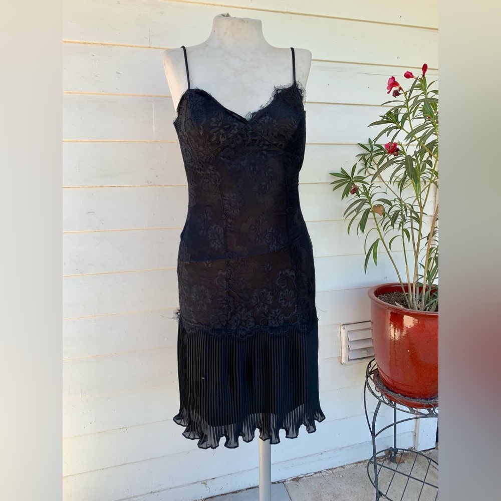 Betsey Johnson Black Lace Midi Slip Dress